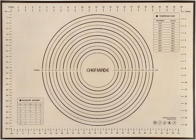 CHEFMADE Silicone Baking Mat, 28" x 20" Extra Thick Large Non-Stick Sheet Mat with Measurement | Non-Slip Reusable Food Grade Flexible Dishwasher Safe｜Making,Cookies,Macarons,Bread,Pastry and Pizza