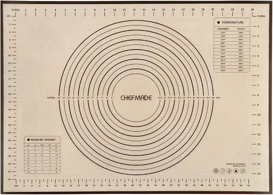 CHEFMADE Silicone Baking Mat, 28" x 20" Extra Thick Large Non-Stick Sheet Mat with Measurement | Non-Slip Reusable Food Grade Flexible Dishwasher Safe｜Making,Cookies,Macarons,Bread,Pastry and Pizza