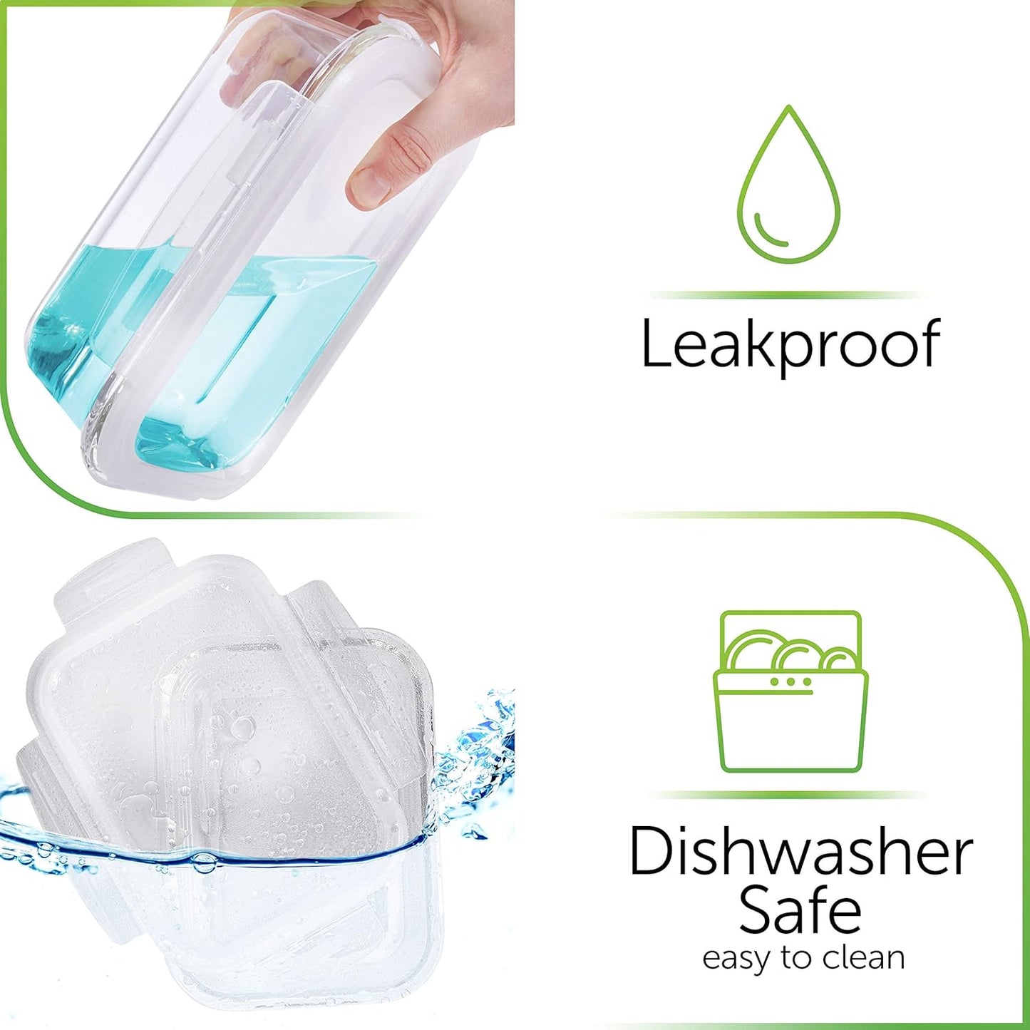 PrepNaturals 8 Pack 36 Oz Glass Meal Prep Containers - Dishwasher Microwave Freezer Oven Safe - Glass Storage Containers with Lids (Multi-Compartment)