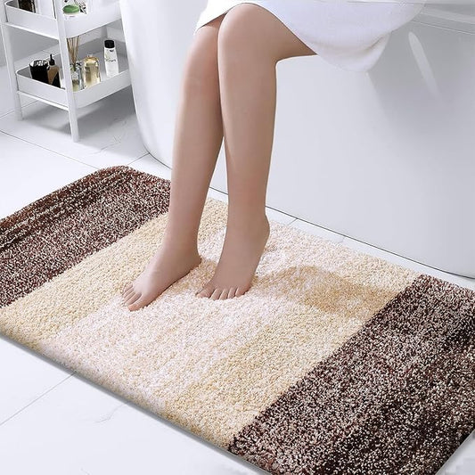 OLANLY Bathroom Rug Mat 44x24, Extra Soft and Absorbent Microfiber Bath Rugs, Non-Slip Plush Shaggy Bath Carpet Runner, Machine Wash Dry, Bath Mats for Bathroom Floor, Tub and Shower, Brown