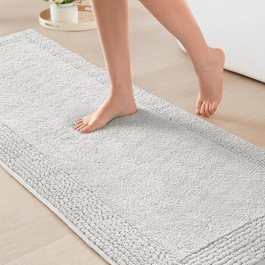 Madison Park Splendor Reversible 100% Cotton Tufted Bathroom Rug-3000 GSM Hotel Quality Luxurious Plush Medium Pile Bath Mat Absorbent, Quick Dry, Shower Room Décor, 24x72, Grey