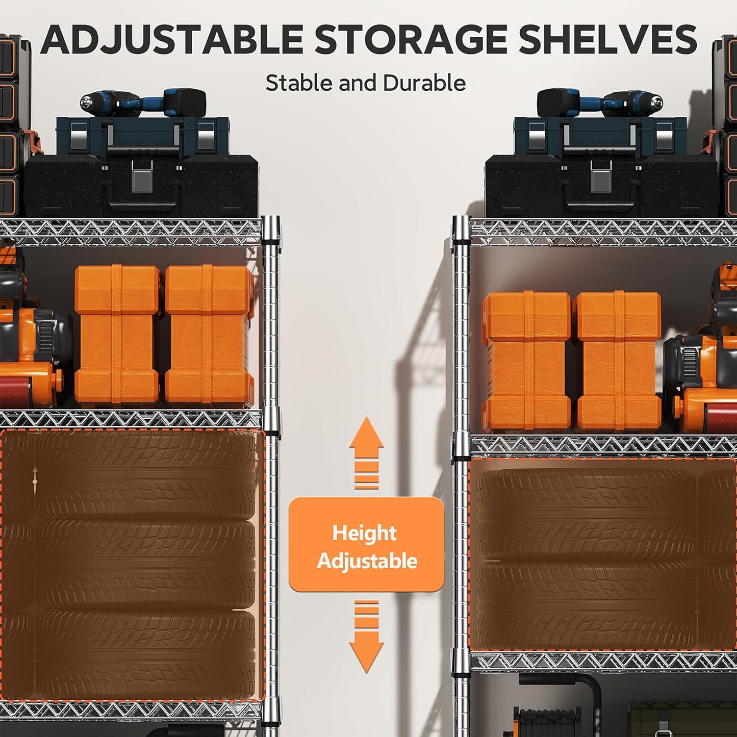 MZG 1750 lbs 5 Tier Storage Rack Metal Wire Shelving Unit, Storage Standing Household Shelf Organizer for Kitchen Pantry Closet Garage Basement Utility Room, Chrome 15.7" D x 45.3" W x 70.4" H