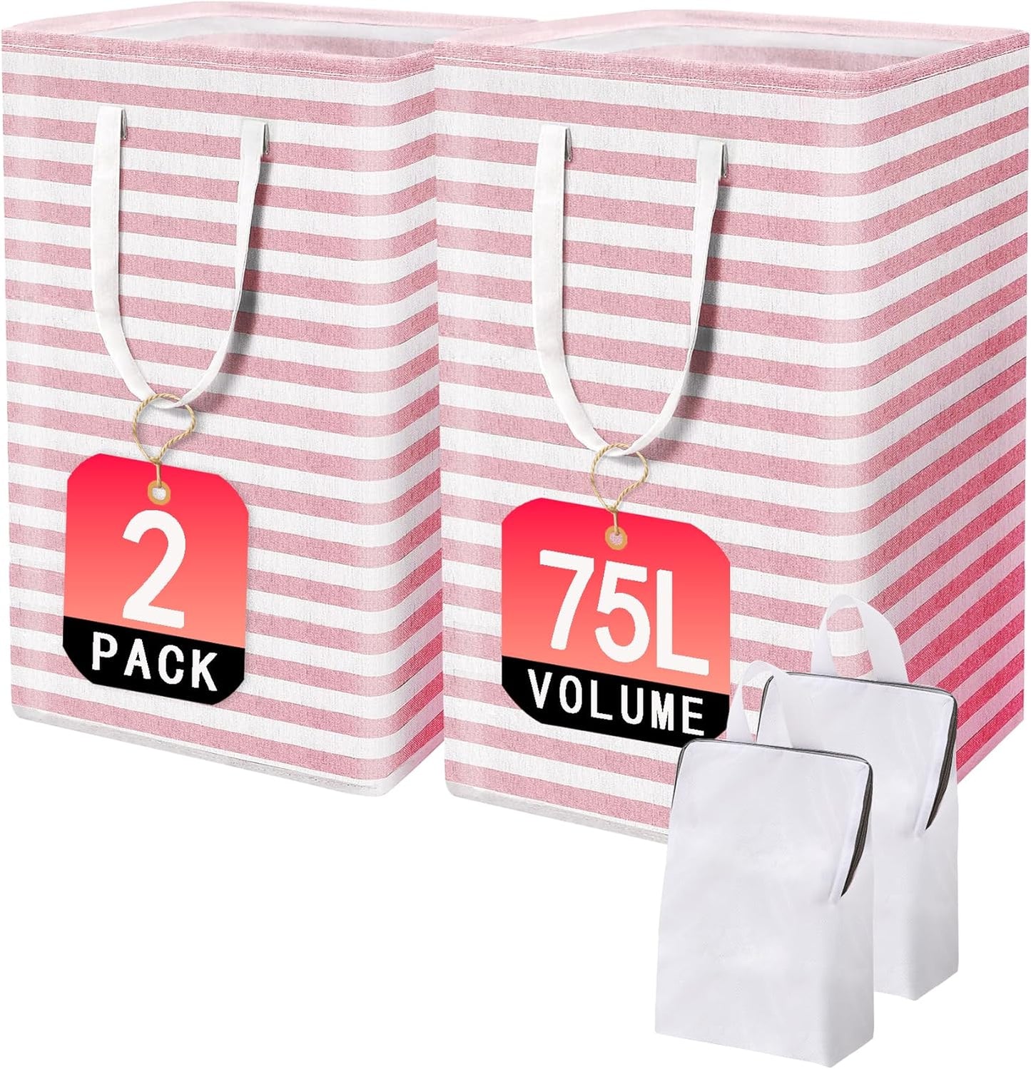 Pink Large Collapsible Laundry Basket Hamper Bag Dirty Clothes Storage and Organization for Bedroom Bathroom Dorm Room College with Handleswith Easy Carry Clothes