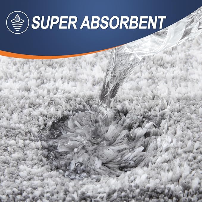 OLANLY Bathroom Rugs Mat 36x24, Extra Soft Absorbent Microfiber Bath Rugs, Rubber Backing, Quick Dry, Machine Washable Bath Mats for Bathroom Floor, Tub and Shower, Home Decor Accessories, Light Grey