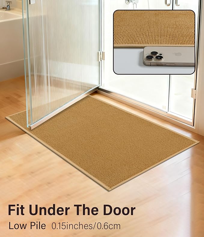 YIHOUSE Bathroom Rugs Mat 24x36, Non Slip Quick Dry Bath Mats for Bathroom Absorbent Ultra Thin Bath Rugs Machine Washable Fit Under Door for Sink, Cabinet, Laundry (Yellow, 24"x36")