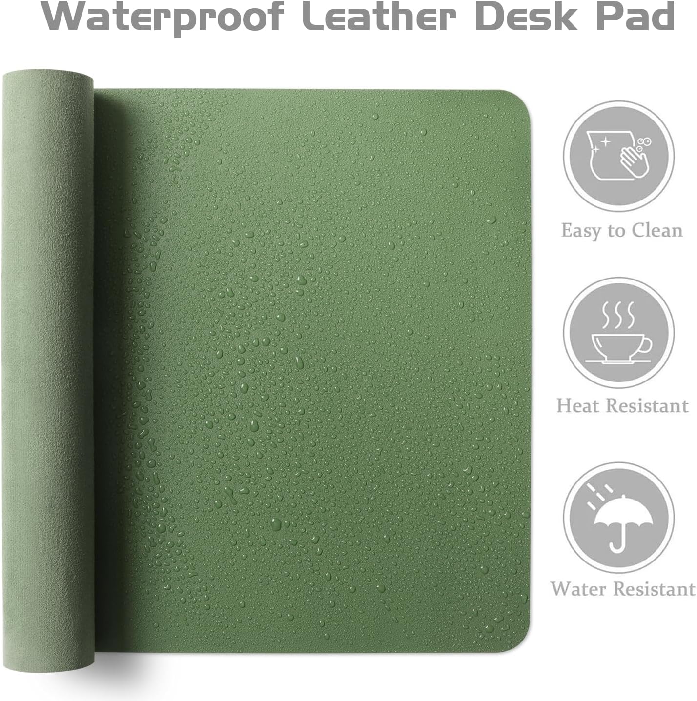 Aothia Leather Desk Pad Protector, Office Desk Mat, Large Mouse Pad, Laptop Desk Pad, Non-Slip PU Leather Desk Blotter, Waterproof Desk Writing Pad for Office and Home (Olive Green, 47" x 24")