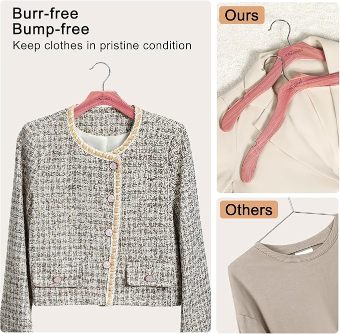 TOPIA HANGER Red Cedar Coat Hangers 24 Pack, Premium Wood Suit Sweater No Shoulder Bump Hangers, 360° Swivel Hook and Cut Notches Clothes Hangers for Sweater, Coat, Shirts, Jackets, Dress, CT85C