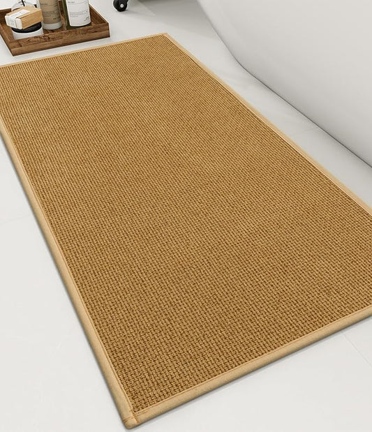 YIHOUSE Bathroom Rugs Mat 16x32, Non Slip Quick Dry Bath Mats for Bathroom Absorbent Ultra Thin Bath Rugs Machine Washable Fit Under Door for Sink, Cabinet, Laundry (Yellow, 16"x32")