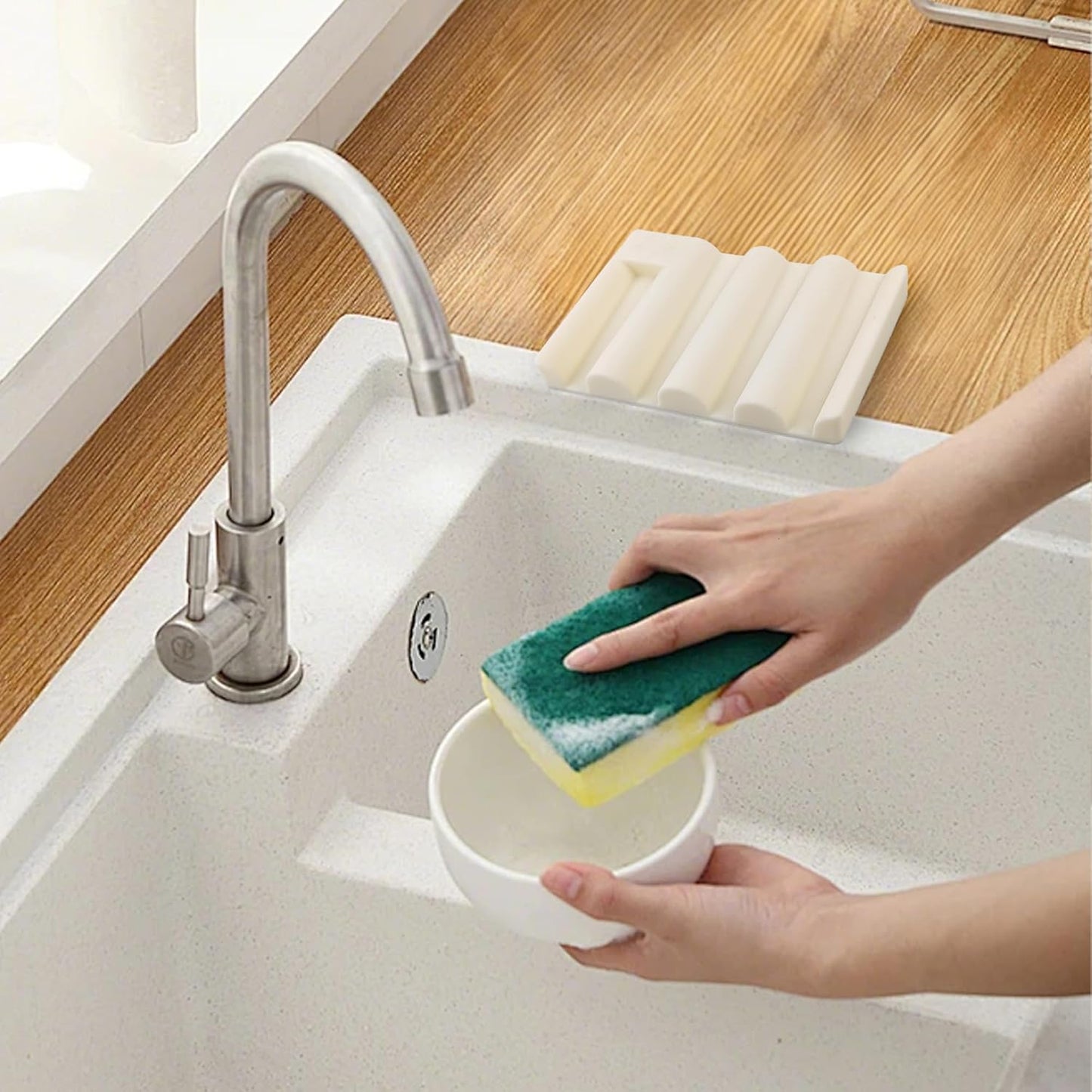 Soap Dish for Shower, Bathroom & Kitchen – Non-Slip, Self-Draining Design to Keep Soap Dry, Extend Soap Life – Easy to Clean, Compact & Durable (Beige, 2 pcs)