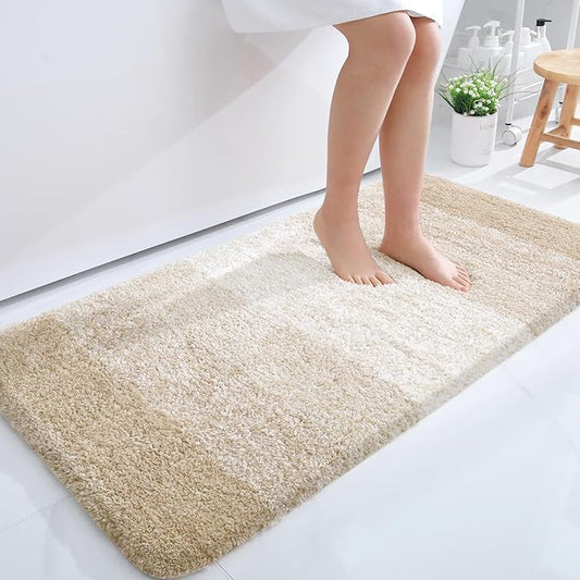 OLANLY Bathroom Runner Rugs 44x24, Extra Soft Absorbent Microfiber Bath Rugs, Rubber Backing, Quick Dry, Washable Bath Mats for Bathroom Floor, Tub and Shower, Home Decor Accessories, Light Beige