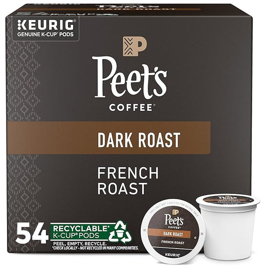 Peet's Coffee, Dark Roast Keurig K-Cup Pods - French Roast 54 Count (1 Box of 54 K-Cup Pods)