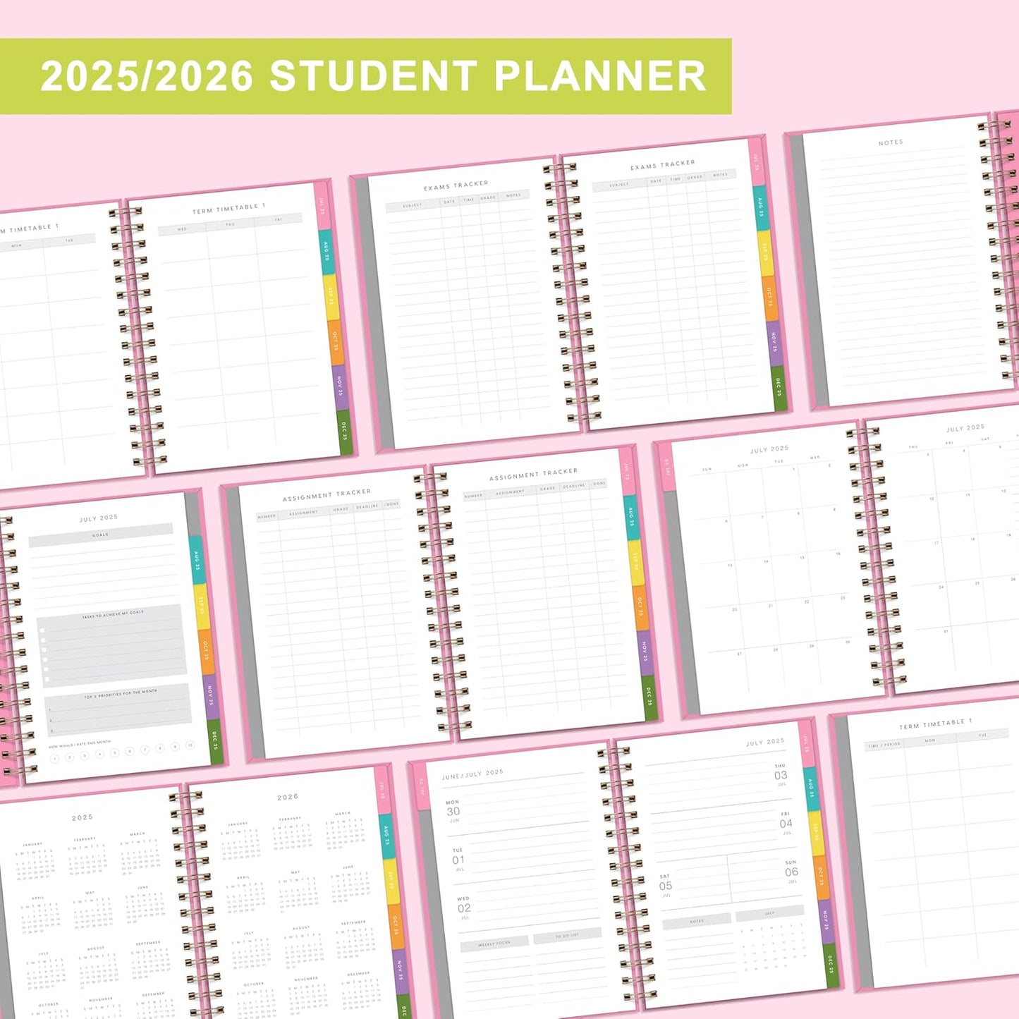 And Per Se Student Planner 2025-2026, Academic Planner July 2025 - June 2026, 8.5" × 6.2", Weekly & Monthly Lesson Plan for Students with Colorful Tabs & Stickers (Smart Letter)