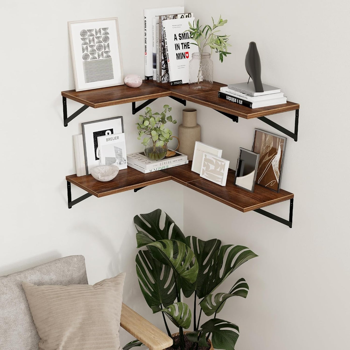 Axeman Rustic Deep Floating Shelves, Set of 2, 16W x 12D, Heavy Duty, Easy to Install, Perfect for Living Room, Bedroom, Bathroom