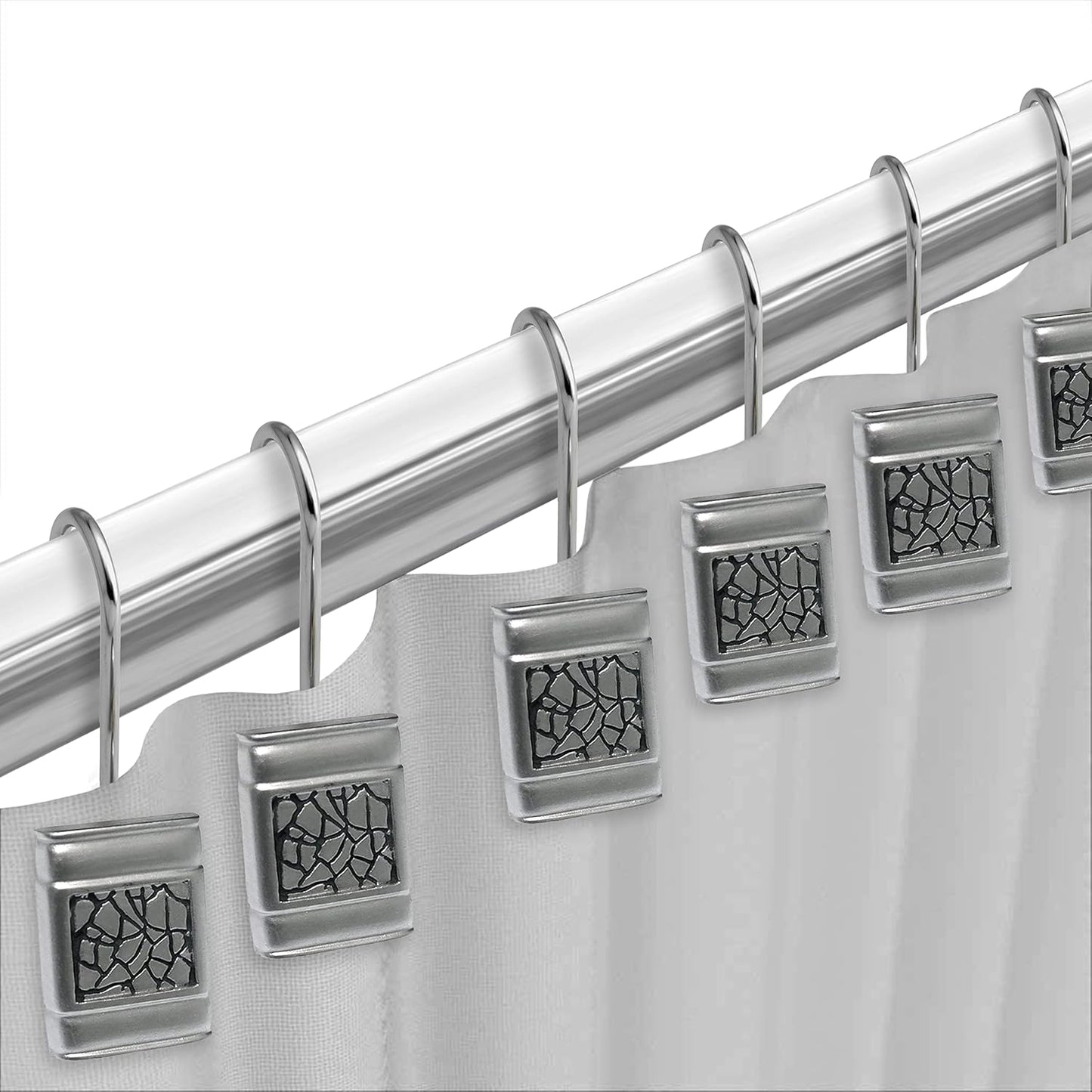 Zahari Home Sinatra 13pc Bathroom Shower Curtain Set - Classic Luxury Fabric Curtains with Unique Design & 12 Hooks