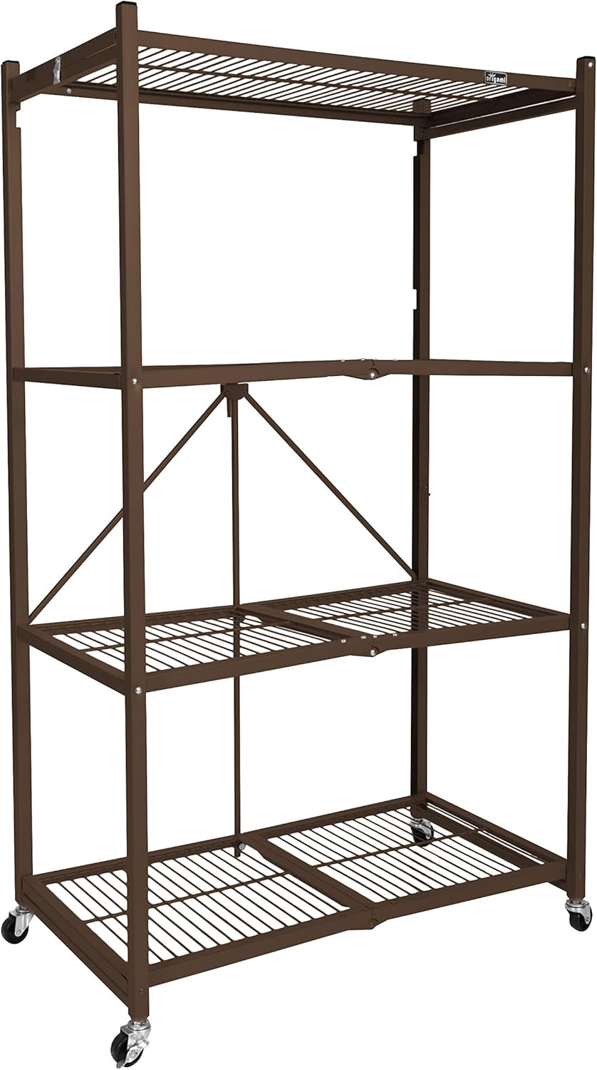 Origami Foldable 4-Shelf Storage Rack, Large, Brown