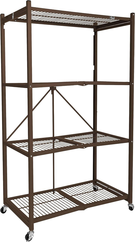 Origami Foldable 4-Shelf Storage Rack, Large, Brown