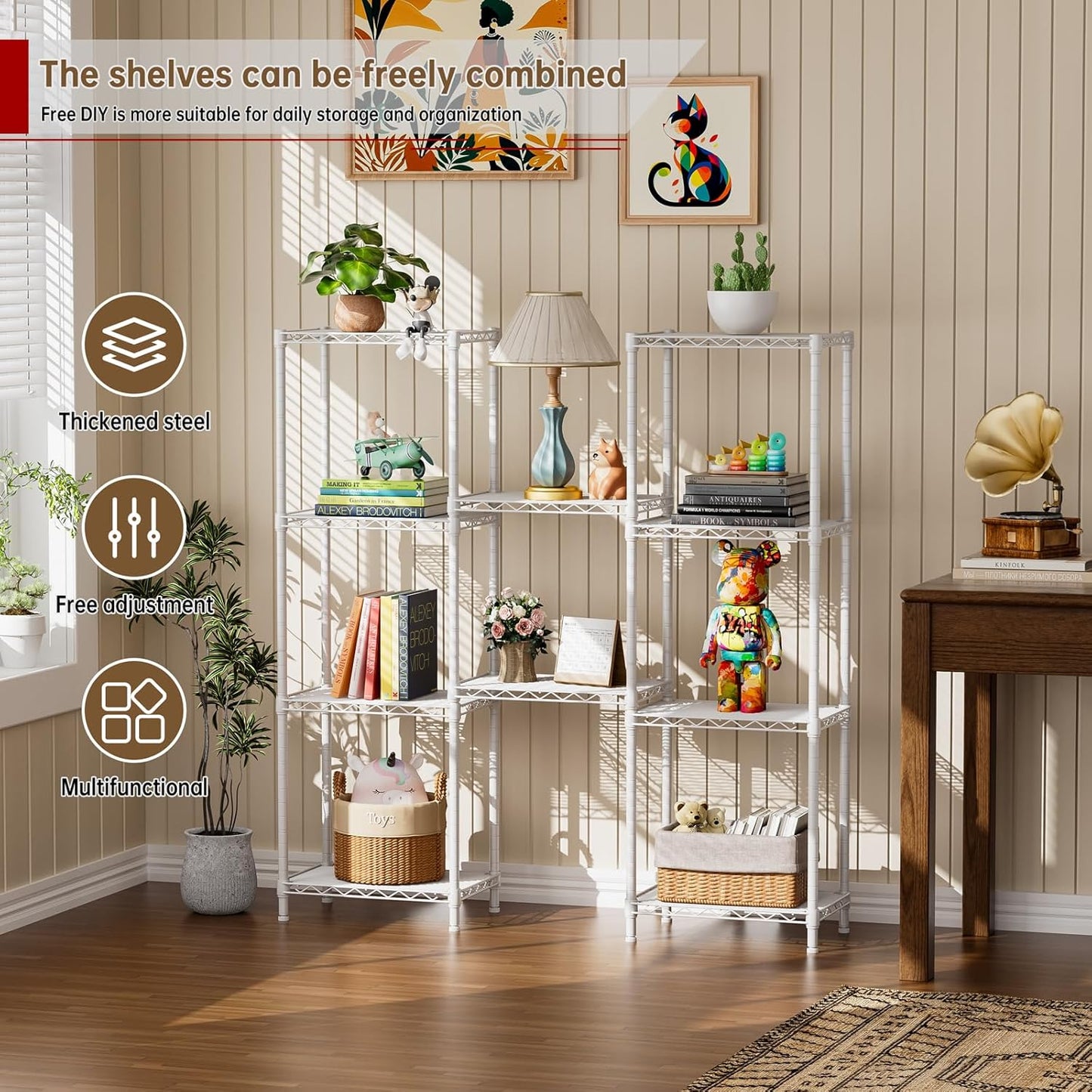 Small 5 tire Shelves Storage Wire Shelving Unit Metal Shelf Adjustable Organizers Storage Shelving for Bathroom Laundry Room Kitchen Pantry10”D x 16”W x 55”H White