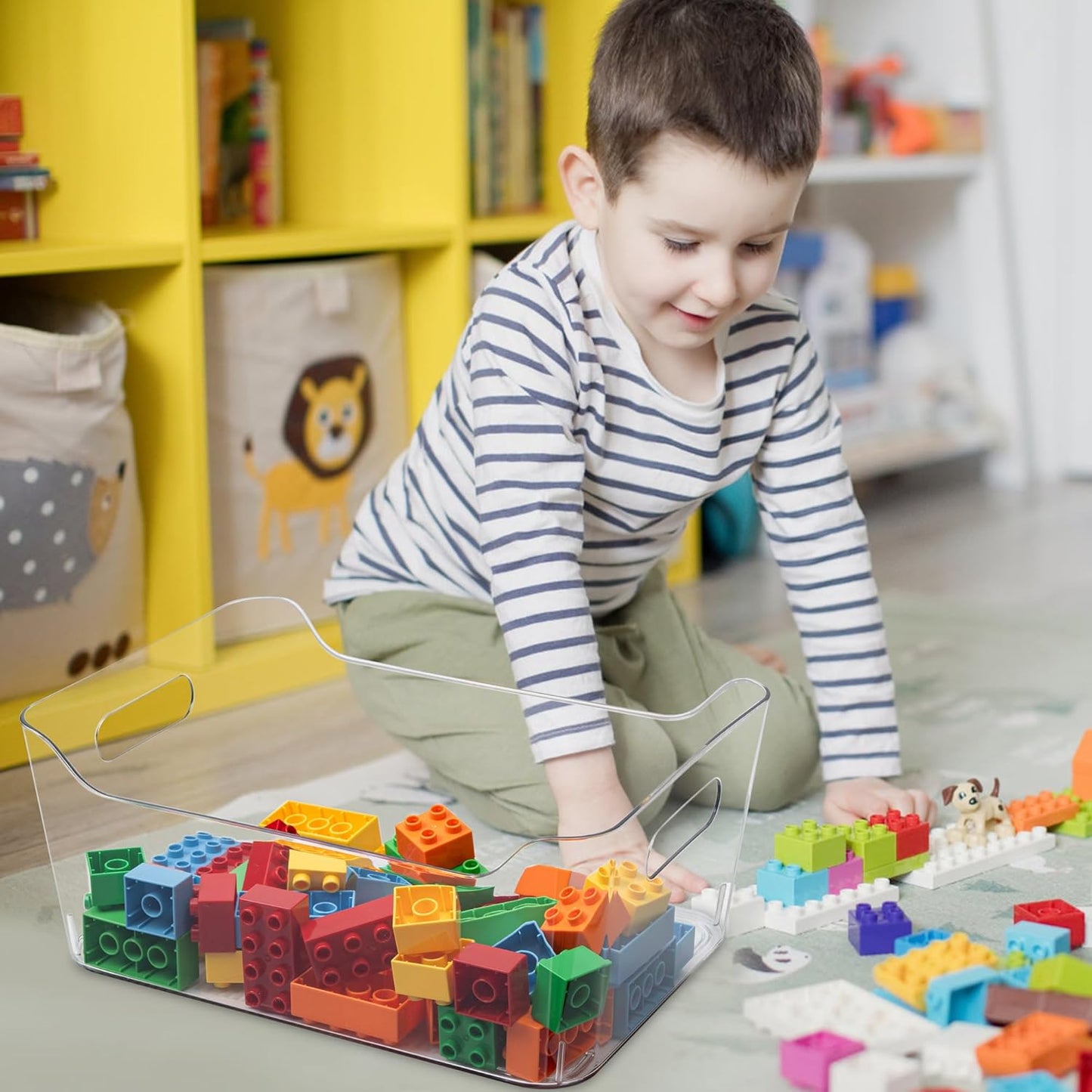 Tiawudi 2 Pack Plastic Storage Bins, Extra Large Pantry Organizer, 13.5" x 10" Clear Storage Containers and Organizer Bins, Multi-Use Bins for Home, Kitchen, Closet and Cabinet