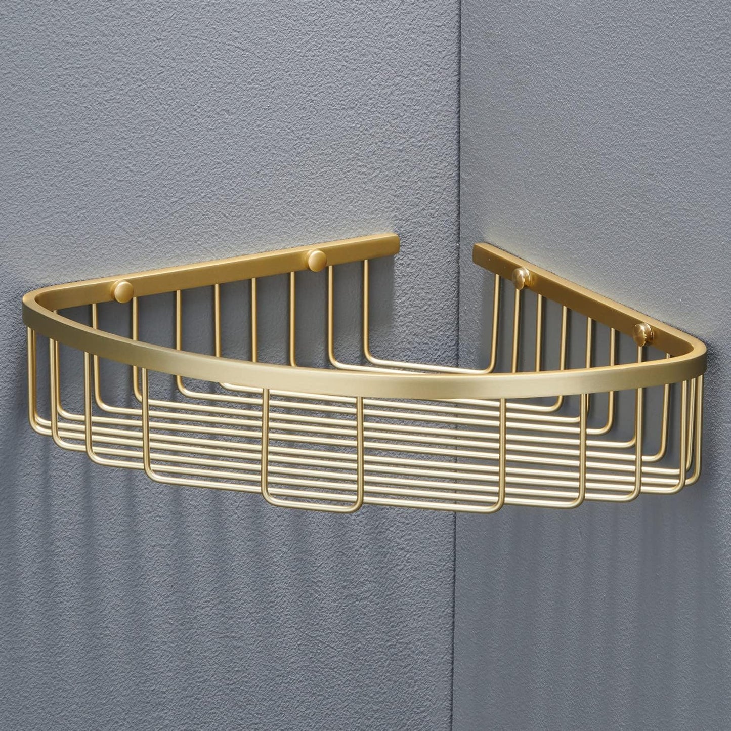 Bathroom Corner Shower Caddy Organizer, Corner-Hollow Design, SUS304 Stainless Steel Heavy Duty Rust-Proof Bathroom Shelf Organizer Holder, Wall Mounted Storage Rack, Brushed Gold