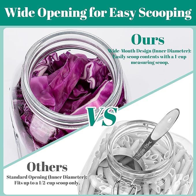 64oz Fermentation Jar Kit with Fermenting Weights and Airlock Lids, Wide Mouth Glass Jars with Scale Mark for Making and Storing Sauerkraut, Pickles (Pack of 1)