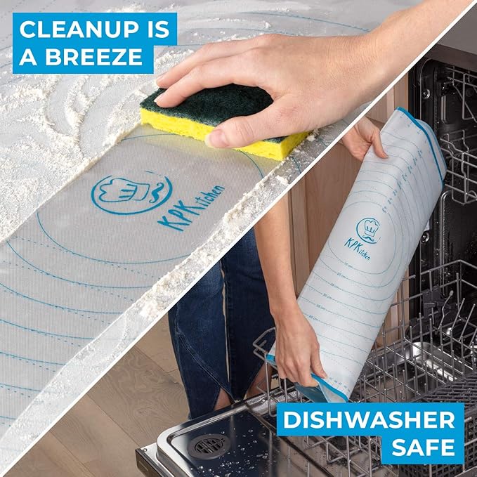 XXL Silicone Pastry Mat – Non-Slip, Easy-Clean Rolling Mat for Dough, Cookies, Pie, Bread, Pizza & Fondant – Extra Large 23.5” x 31.5” Baking Mats Board with Printed Measurements & Conversion Chart