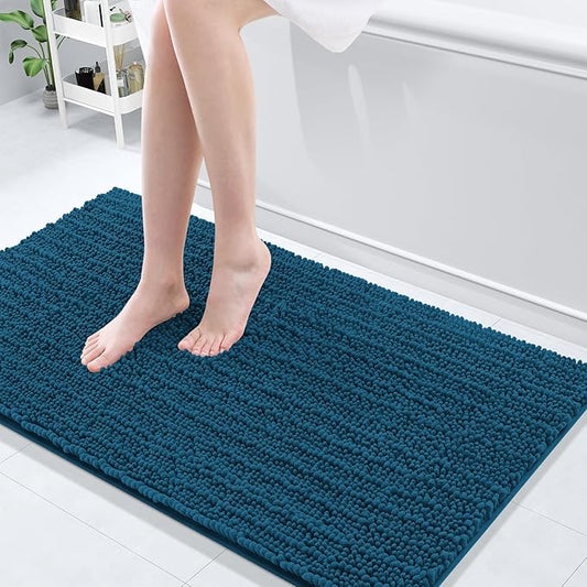 Arotive Luxury Chenille Bathroom Rug Mat, Extra Soft Thick Absorbent Shaggy Bath Rugs, Non-Slip Machine Wash Dry, Plush Bath Mats for Bathroom, Shower and Tub, 47x24, Peacock Blue