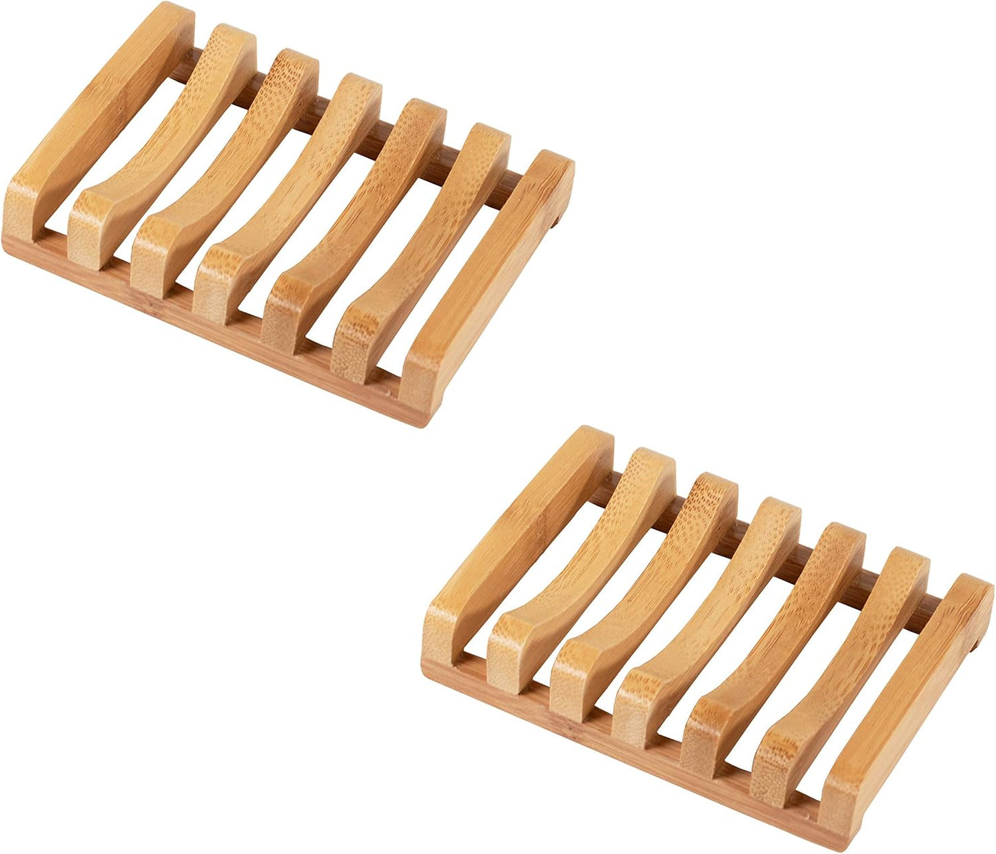 Bamboo Naturals Bar Soap Dish for Sink or Shower, Odor Resistant Tray, Sustainable Bamboo Wood Holder, Great for Bathrooms and Kitchens, 2 Pack