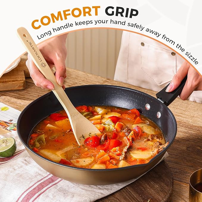 Wooden Spoons for Cooking Kitchen Utensils Set 6 pcs Bamboo Wooden Spoons & Spatula Cooking Utensils