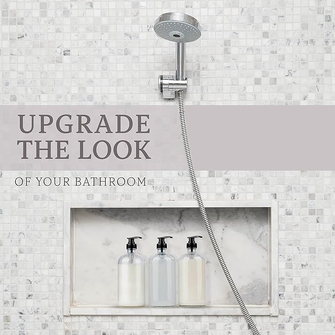 kitchentoolz 32-Ounce Pump Bottles, Large Clear Glass Boston Round Bottles w/Black Pumps. Great for Lotions, Laundry Soap Detergent, Oils, Sauces - Food Safe and Medical Grade (Pack of 2)