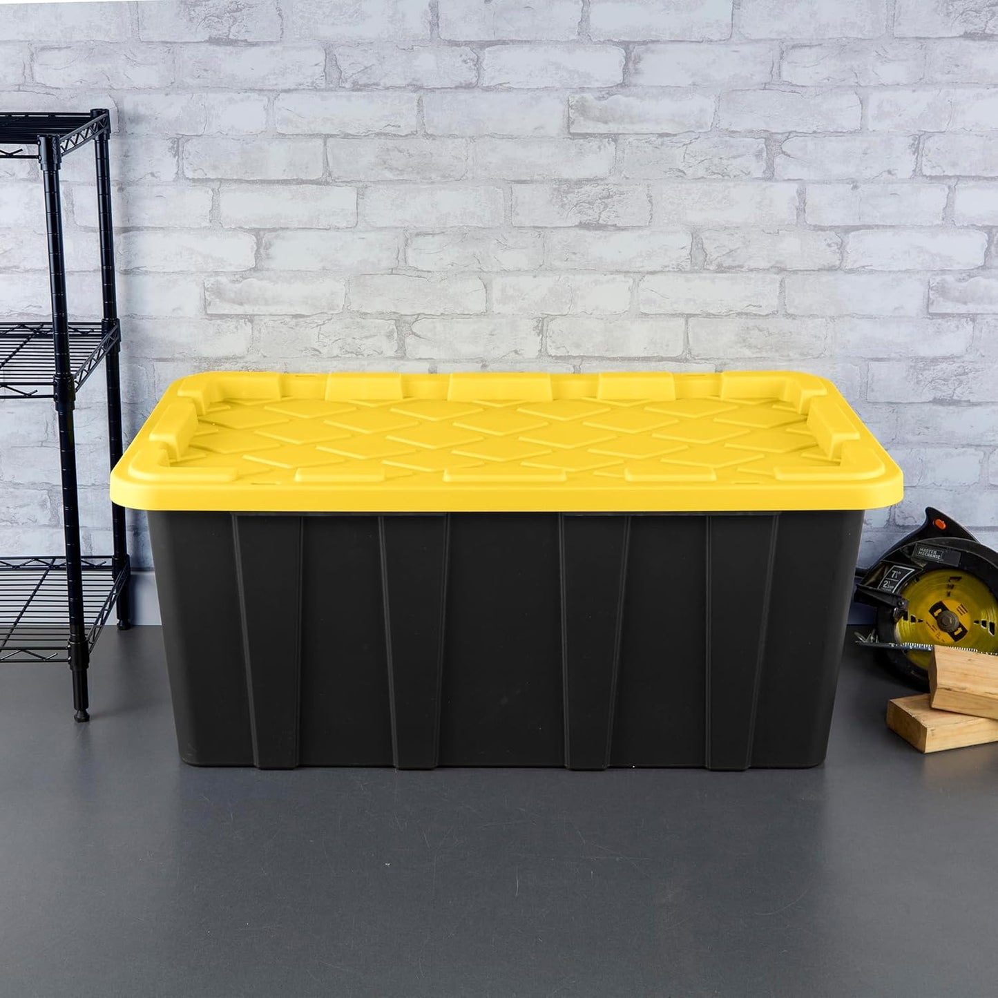 Sterilite 16-Pack Industrial Tote, Plastic Storage Container Bins with Lids, 38 Gallon - Heavy-Duty Organizing Containers for Closet, Bathroom, and Office