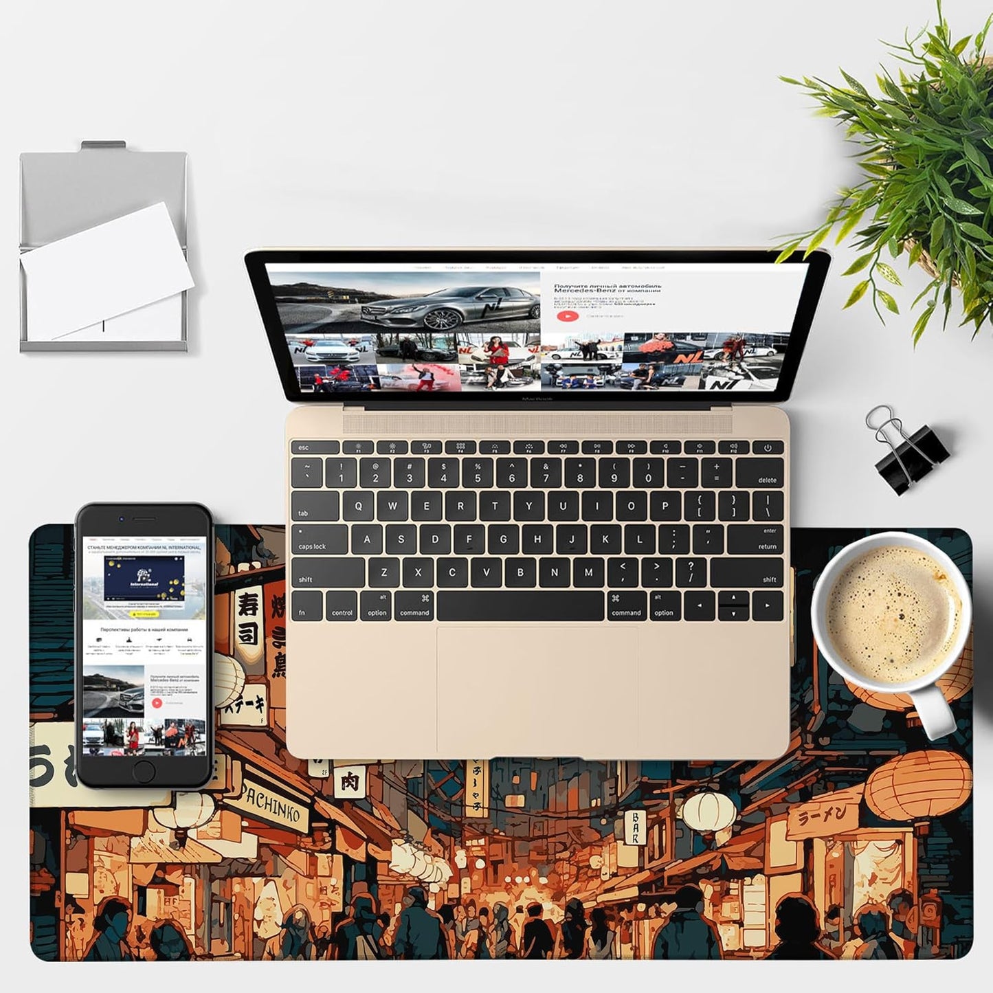 Gaming Desk Pad Large Extra Length Tokyo Japan Mouse Pad Keyboard Laptop Non-Slip Waterproof with Rubber Base Thick Stitched Edge Mouse Mat for Office Home 35.4 x 15.7 Inches