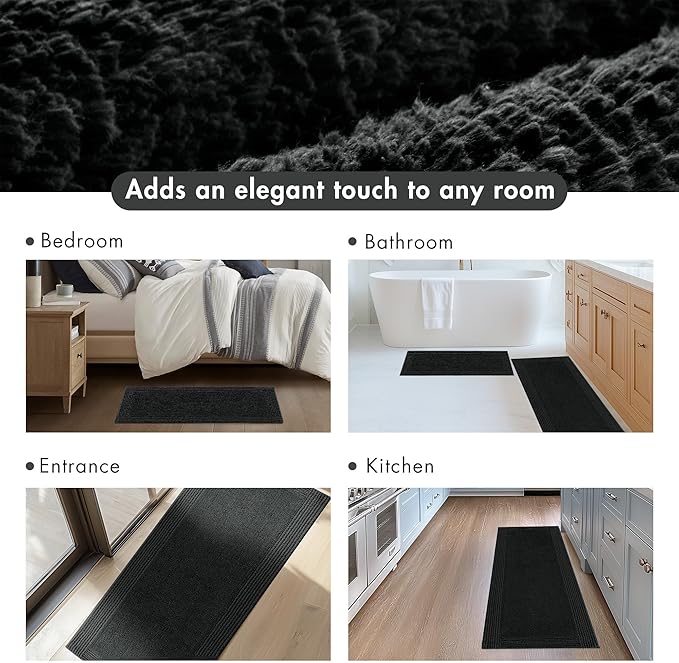 Madison Park Splendor Reversible 100% Cotton Tufted Bathroom Rug-3000 GSM Hotel Quality Luxurious Plush Medium Pile Bath Mat Absorbent, Quick Dry, Shower Room Décor, 24x36 Black
