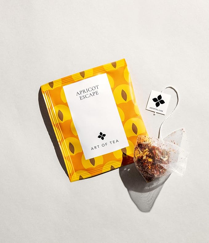 Art of Tea | Apricot Escape - Caffeine Free | 50 Eco Friendly Pyramid Tea Bag Sachets