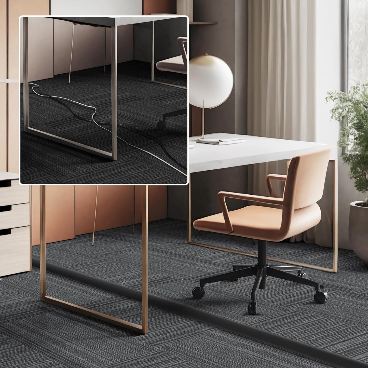 Floor Cord Cover 6ft, Gray Oak Wood Cord Hider Floor Hide Extension Cords, Floor Cable Management Floor Cable Cover Wire Covers for Cords, Cable Protector Cord Cavity W0.6in x H0.32in