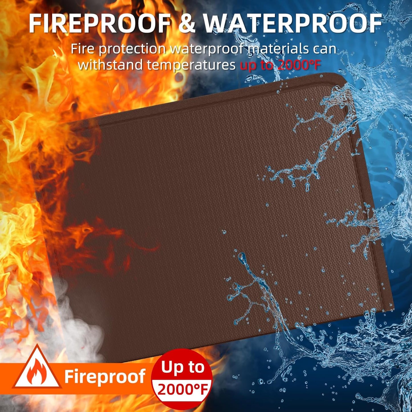 Fireproof Accordion File Organizer, Portable Expanding File Folder with Waterproof Zipper&Labels, Brown Document Organizer with 13 Pockets, File Organizer for Important Document/Paper Storage