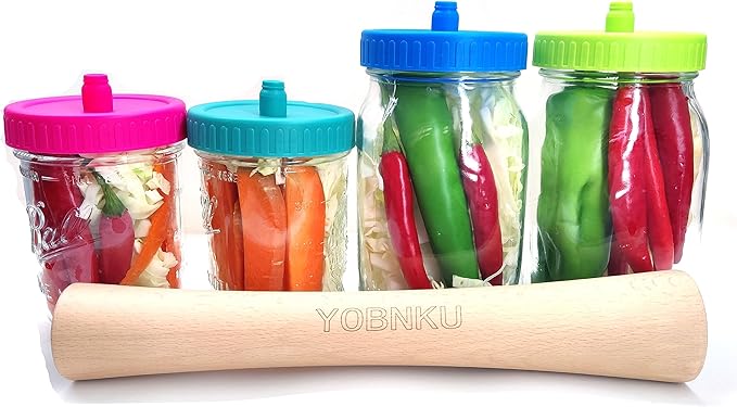 4 Pack Mason Jar Fermentation Lids - waterless Airlock Fermenting Pickle Fermenter Caps for Wide Mouth Mason Jars （Jars Not Included）