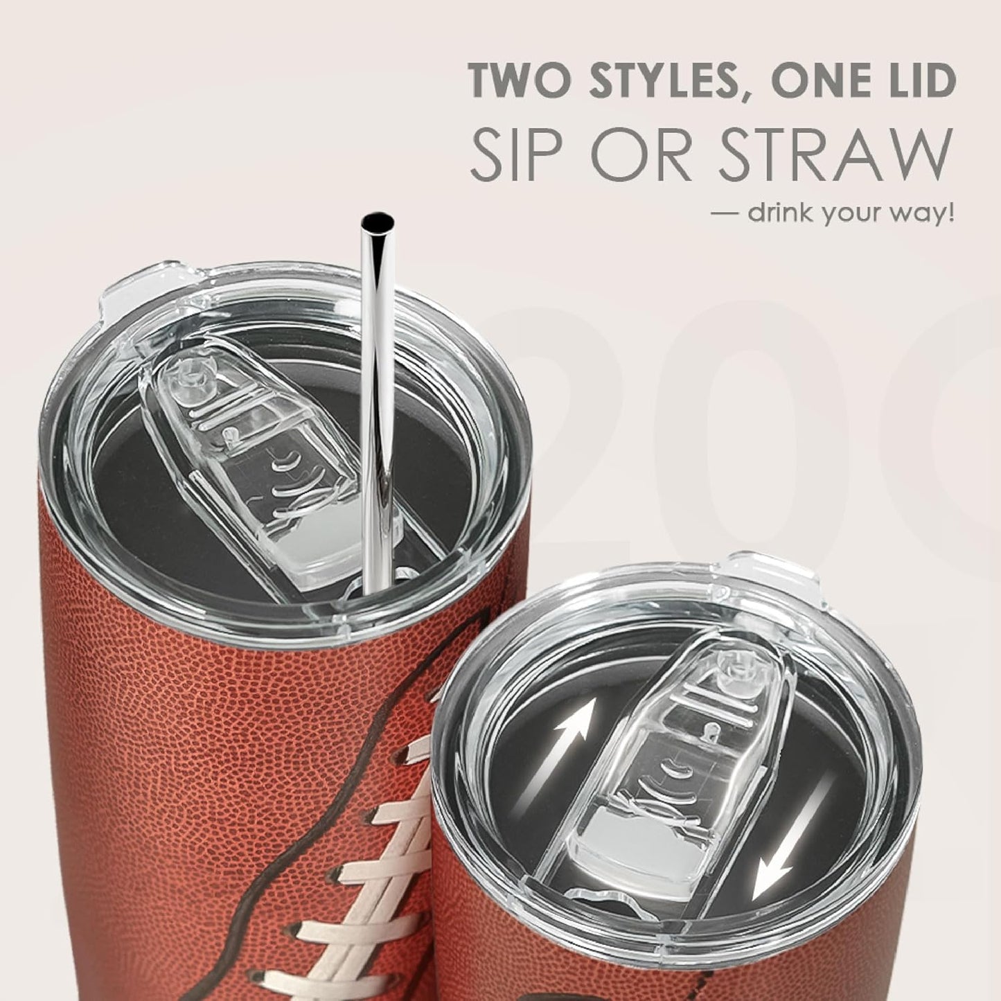 SANDJEST Football Tumbler 20oz Stainless Steel Insulated, Travel Coffee Cup, Sport Tumblers Gifts for Football Lovers, Men Women, Coach, Birthday, Christmas