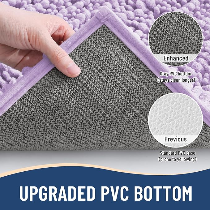 Arotive Luxury Chenille Bathroom Rug Mat, Extra Soft Thick Absorbent Shaggy Bath Rugs, Non-Slip Machine Wash Dry, Plush Bath Mats for Bathroom, Shower and Tub, 34x21, Light Purple