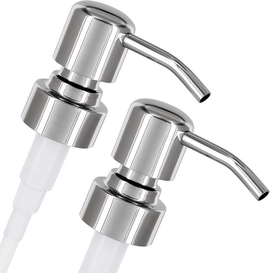 ALTGLAS Twin Pack - 2X Stainless Steel Soap Pump 'Zagreb' as Replacement for Liquid Hand Soap Dispensers (Silver Chrome) - Fits e.g. Jack Bottle
