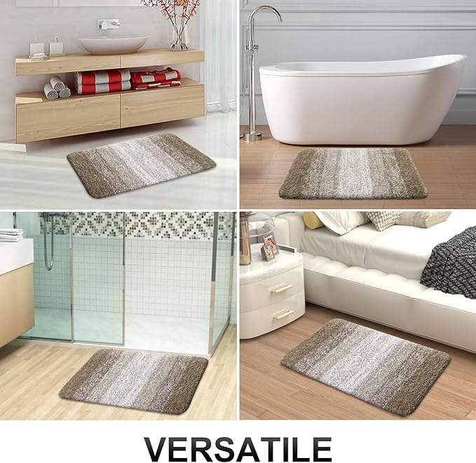 OLANLY Luxury Toilet Rugs U-Shaped 24x20, Extra Soft and Absorbent Microfiber Bathroom Rugs, Non-Slip Plush Shaggy Bath Mat, Machine Wash Dry, Contour Bathroom Mats for Toilet Base, Coffee