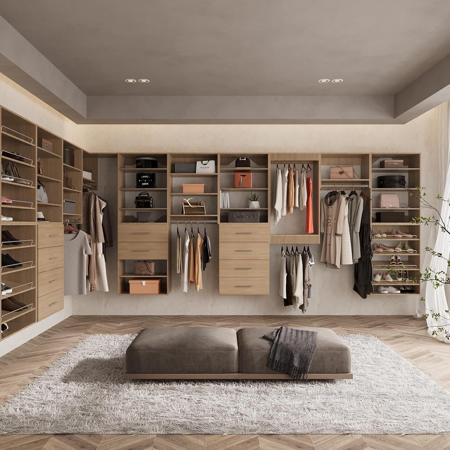 ROOMTEC 22.5" Medium Hanging Closet Unit, Modular Closet System with Hanging Rod, Wardrobe Organizer for Bedroom or Walk-in Closet, Wall Mounted, Customizable Clothes Storage Unit, Wood