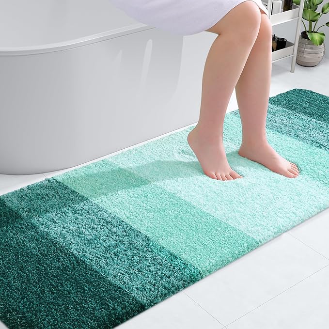 OLANLY Bathroom Runner Rugs 70x24, Extra Soft Absorbent Microfiber Bath Rugs, Rubber Backing, Quick Dry, Washable Bath Mats for Bathroom Floor, Tub and Shower, Home Decor Accessories, Blackish Green