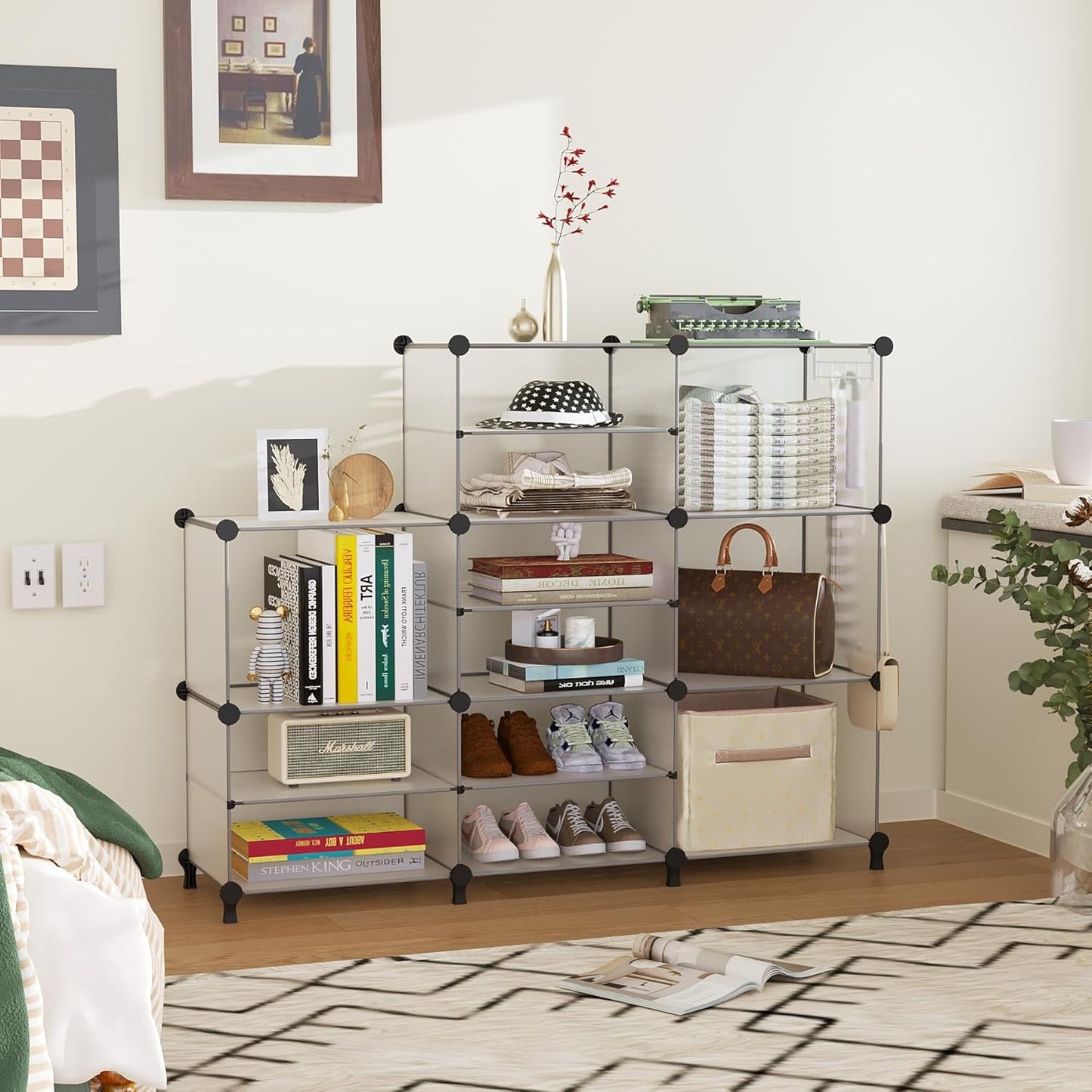 AWTATOS Closet Organizer 8 Cube Storage Shelves Clothes Organizers Closet Storage Stackable Cubby Shelving for Closet Bedroom Living Room Translucent