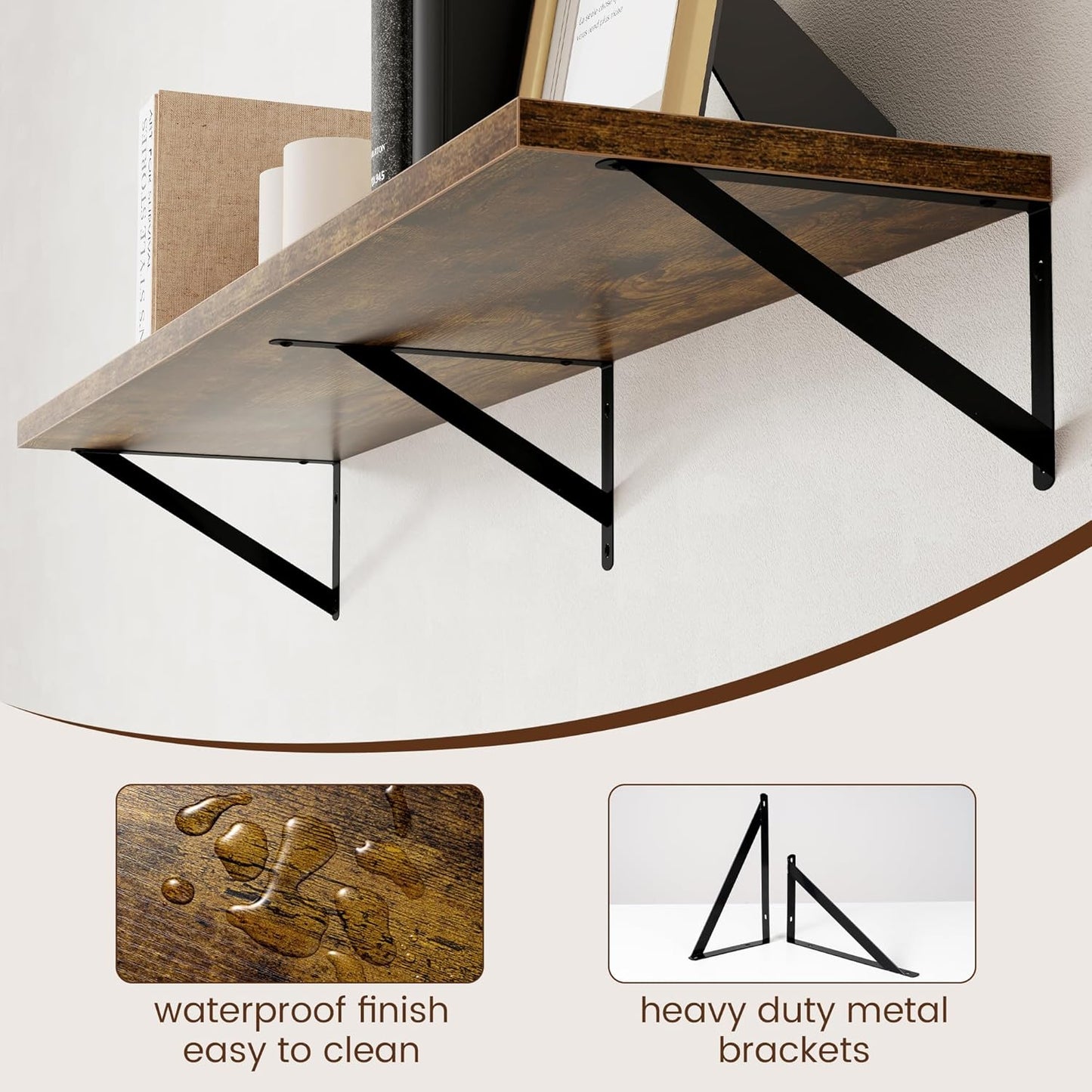 Axeman 12 Inch Deep Floating Shelves for Wall - 48 Inch Wide x 12 Inch Deep Wall Shelves Set of 2 - Rustic Wood Floating Shelves for Living Room