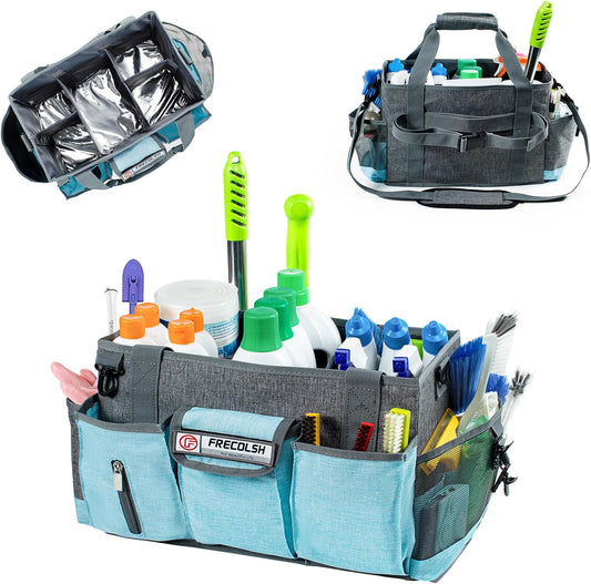 Large Cleaning Caddy for Cleaning Suppliers Organizer,15" Storage Organizer for House Clean Essential, Wearable Cleaing Bag, Storage Caddy for Housekeeping
