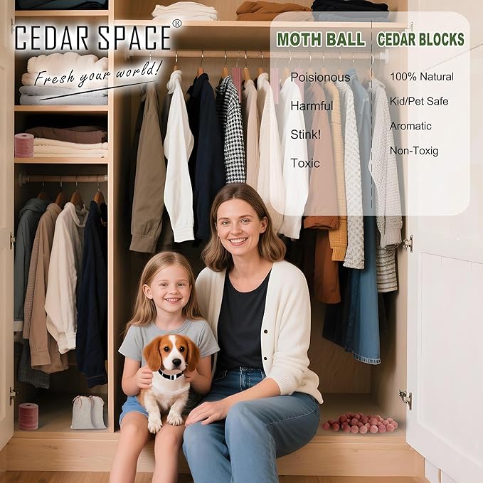 Cedar Blocks for Clothes Storage 80Pcs, Cedar Ball and Chips for Closets and Drawers,Natural Cedarwood for Closets, Fresh Scented Sachets