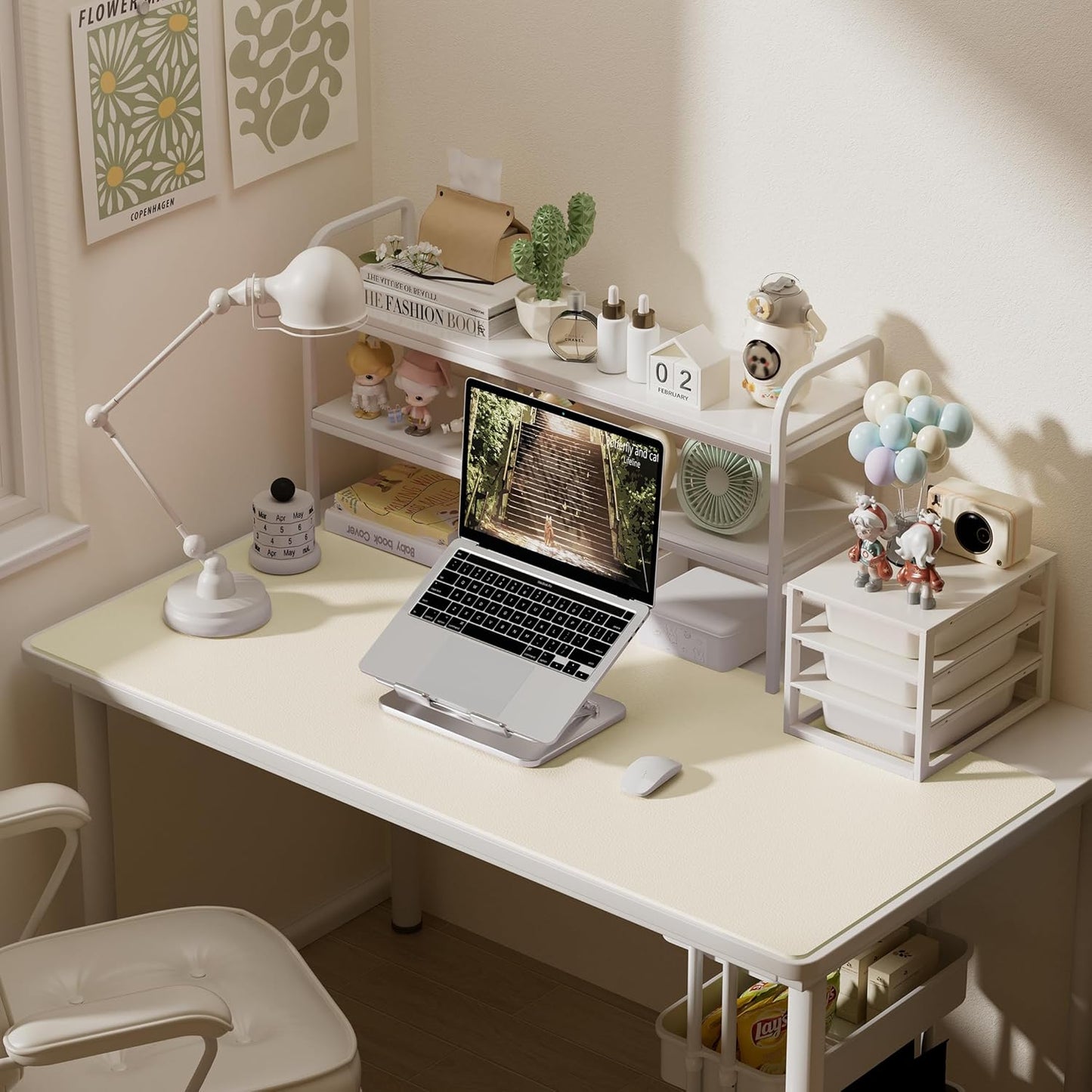 Aothia Leather Desk Pad Protector, Office Desk Mat, Large Mouse Pad, Laptop Desk Pad, Non-Slip PU Leather Desk Blotter, Waterproof Desk Writing Pad for Office and Home (Beige, 55" x 24")