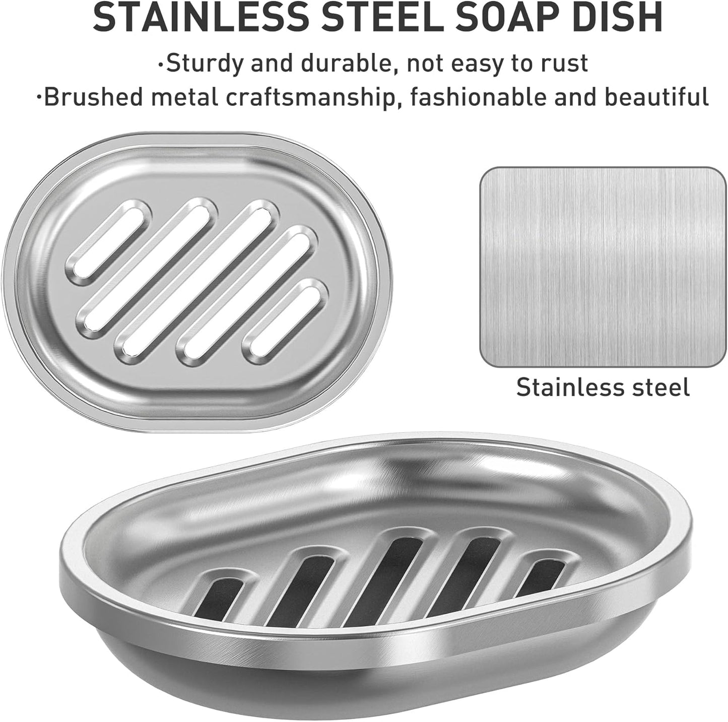 Kitchen Soap Holder,Stainless Steel Soap Dish with Draining Tray,Double Layer Stainless Steel Sponge Holder,Soap Box for Bathroom and Bathtub