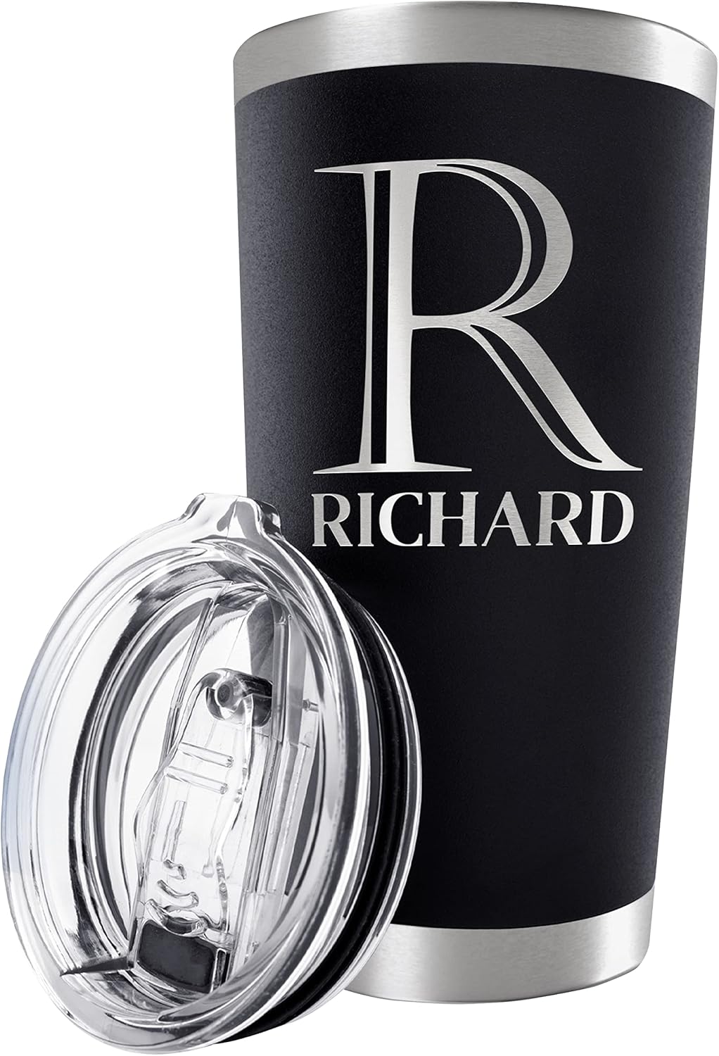 Be Burgundy Personalized Tumbler with Engraved Name - 12 Designs, 20 Oz Coffee Tumbler with Slider Lid, Black - Double Wall Insulated, Personalized Gifts for Him