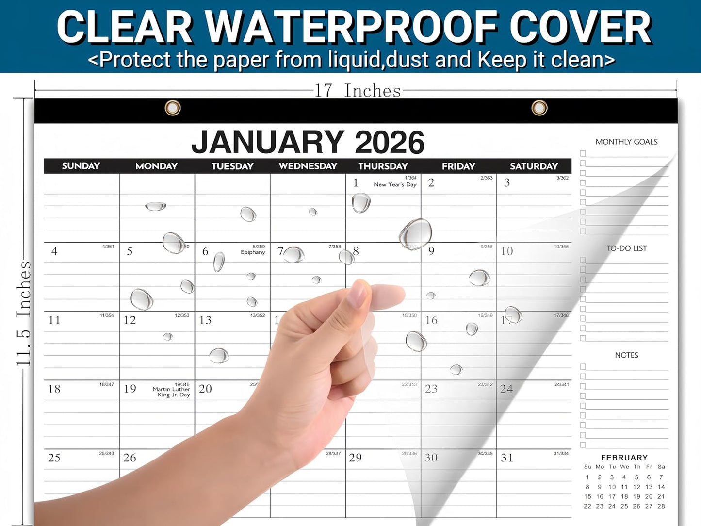 Desk Calendar 2025-2026 - 21-Month Large Desk/Wall Calendar, Oct 2025 - June 2027, 17" x 12", Thick Paper, Large Ruled Blocks, Clear Plastic Cover – Perfect for Home School & Office Organization